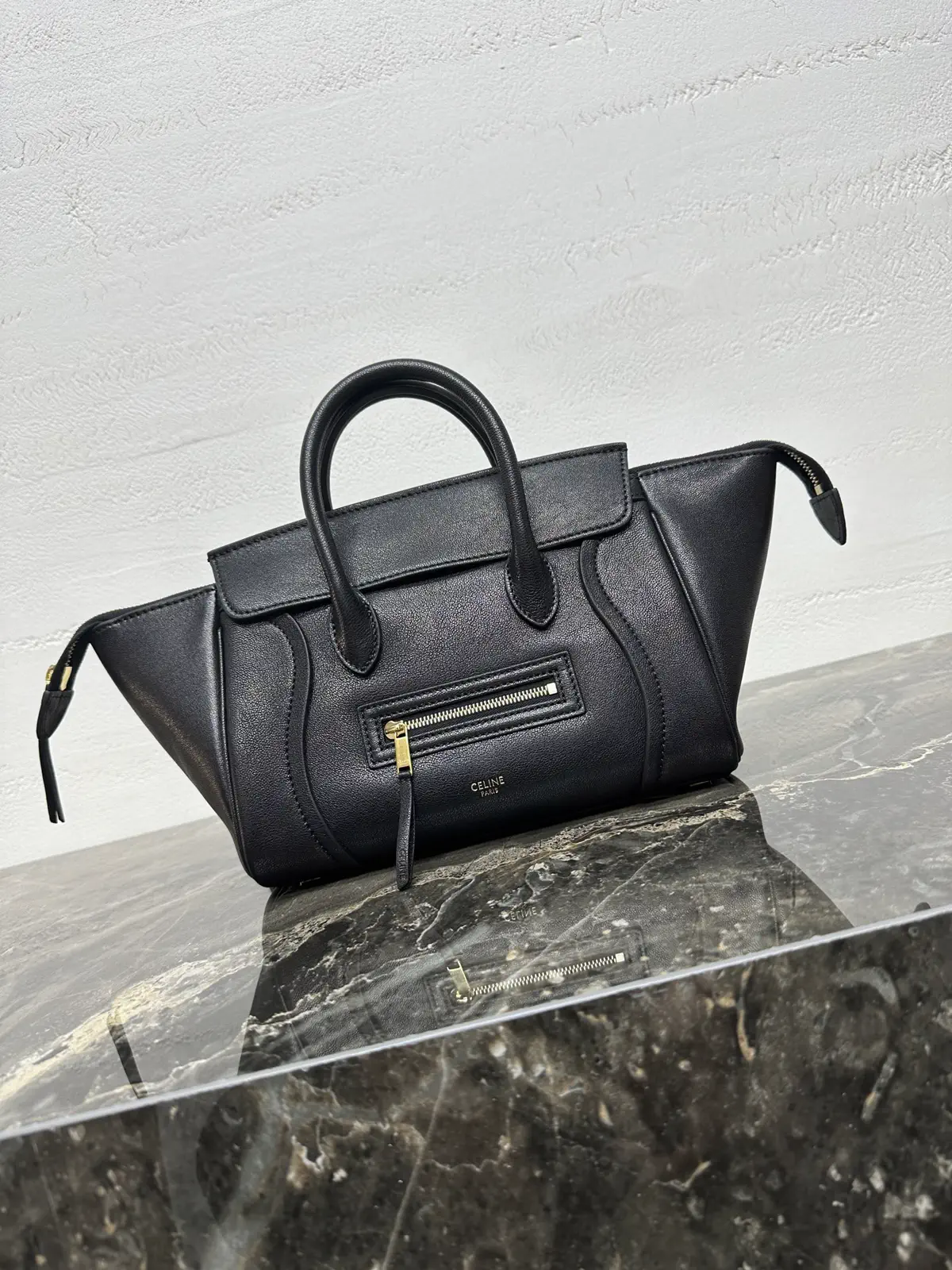 CELINE Black Leather Top Handle Bag image 1