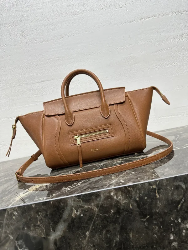 CELINE Tan Leather Top Handle Bag image 1