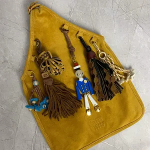 Miu Miu Suede Top Handle Bag with Decorative Charms image 1