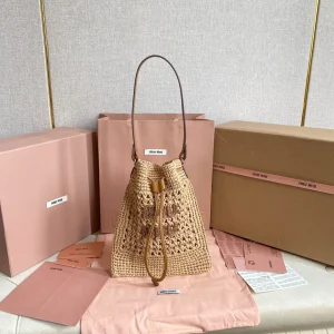 Miu Miu Woven Straw Shoulder Bag image 1