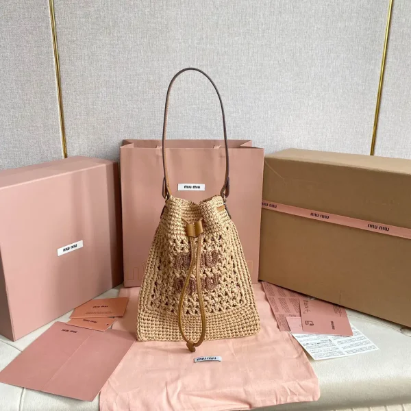 Miu Miu Woven Straw Shoulder Bag image 1