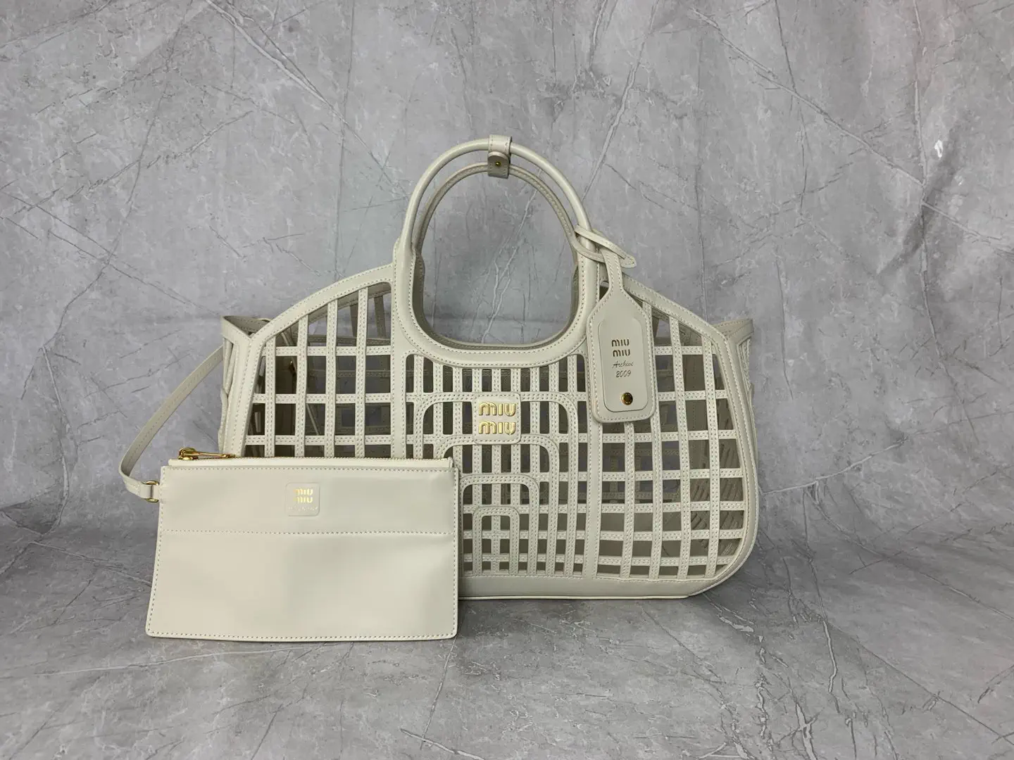 Miu Miu Grid Cutout Top Handle Bag image 1