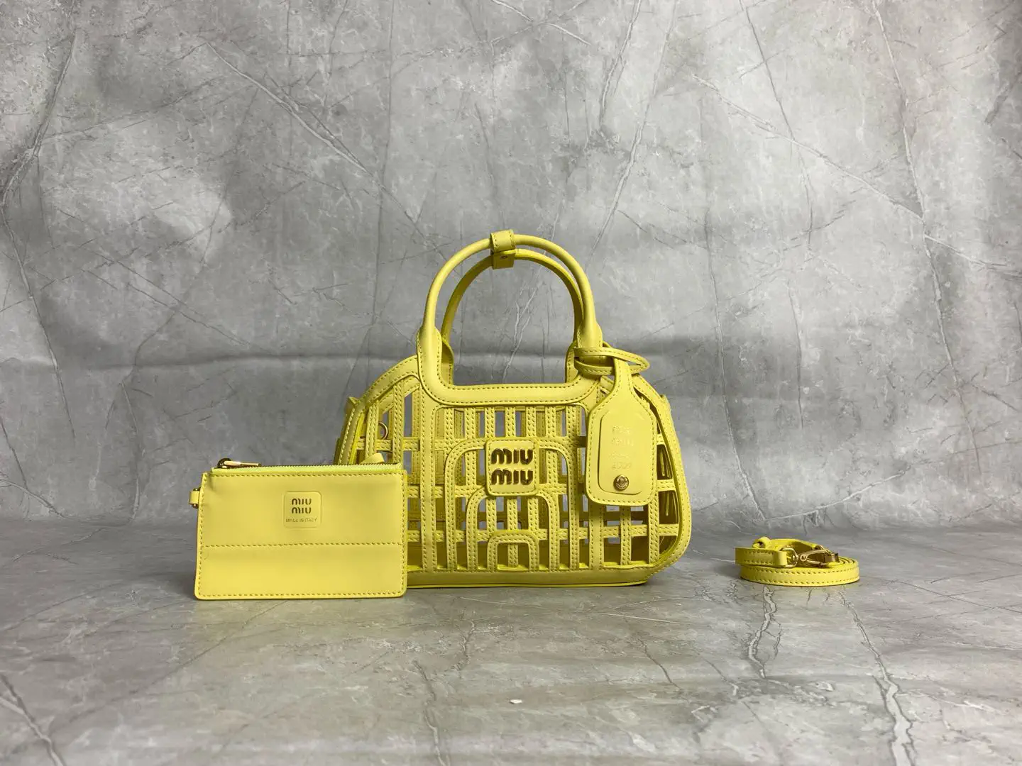 Miu Miu Woven Leather Top Handle Bag image 1