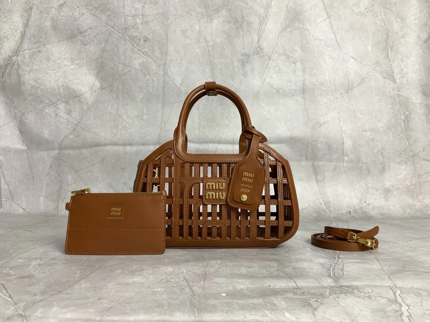 Miu Miu Woven Leather Top Handle Bag image 1