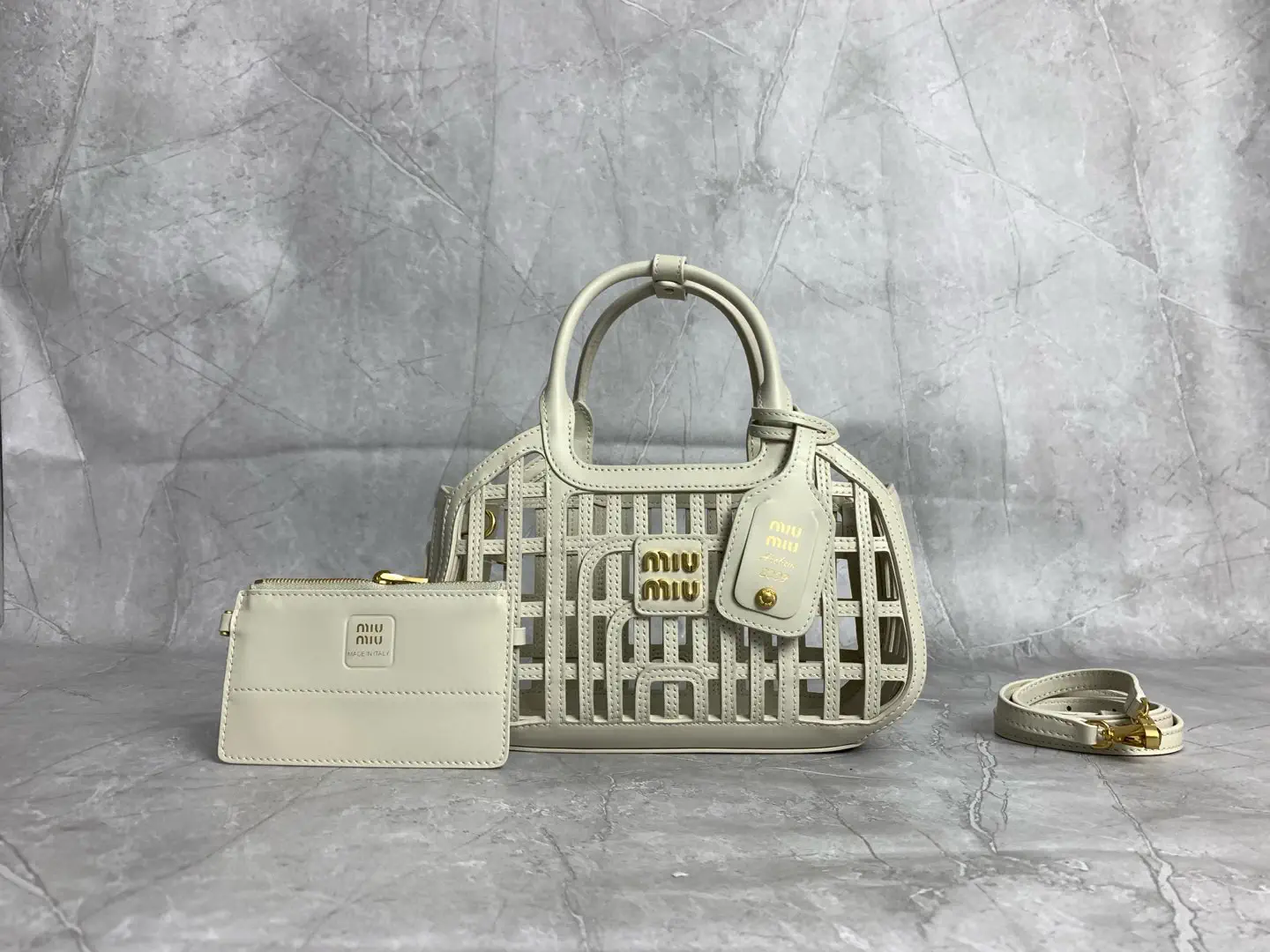 Miu Miu Woven Leather Top Handle Bag image 1