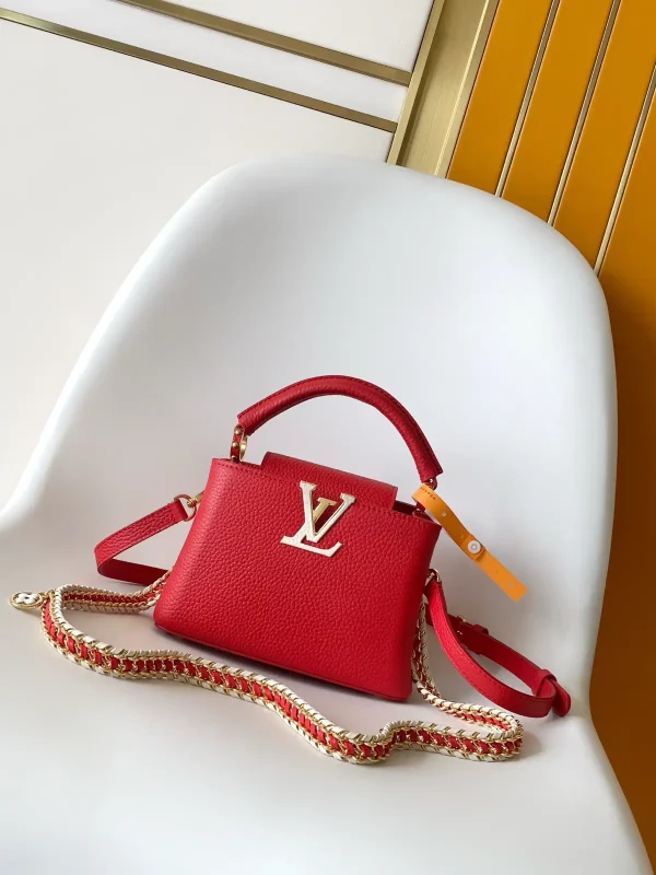 Louis Vuitton Capucines Mini Red Taurillon Leather Top Handle Bag image 1