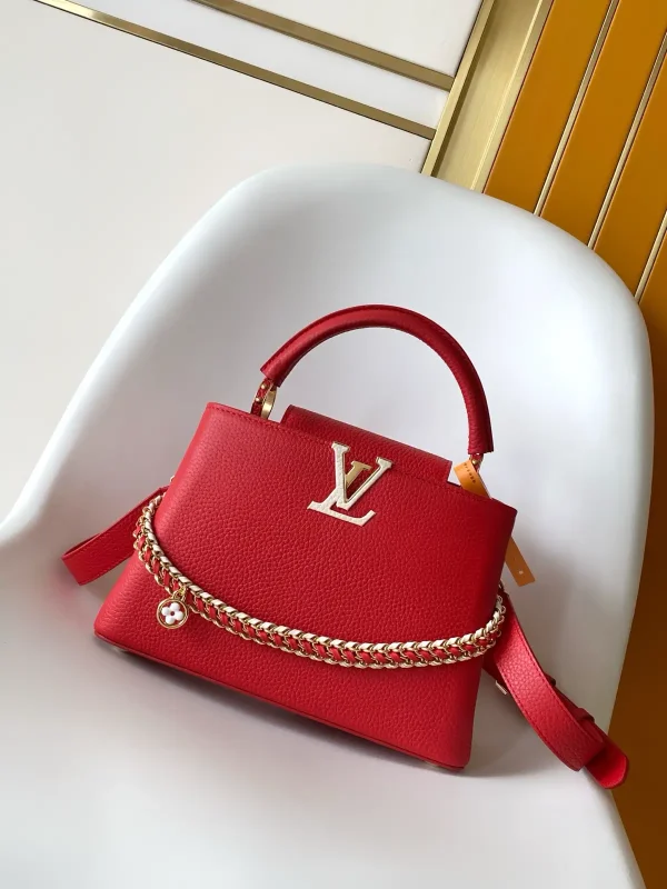 Louis Vuitton Capucines Mini Red Taurillon Leather Top Handle Bag image 1