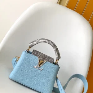 Louis Vuitton Light Blue Capucines Top Handle Bag with Snakeskin Accents image 1