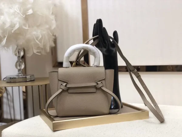 CELINE Taupe Leather Belt Pico Top Handle Bag image 1