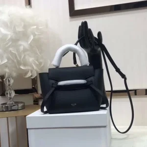 CELINE Black Leather Belt Pico Top Handle Bag image 1