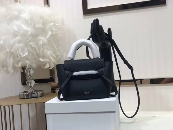 CELINE Black Leather Belt Pico Top Handle Bag image 1