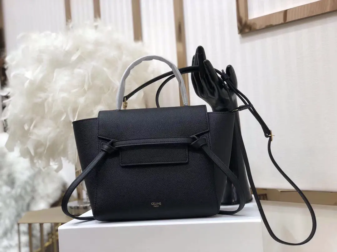 CELINE Black Grained Leather Nano Belt Bag image 1