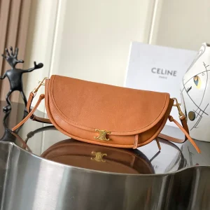 CELINE Halfmoon Saddle Crossbody Bag with Triomphe Gold Clasp image 1