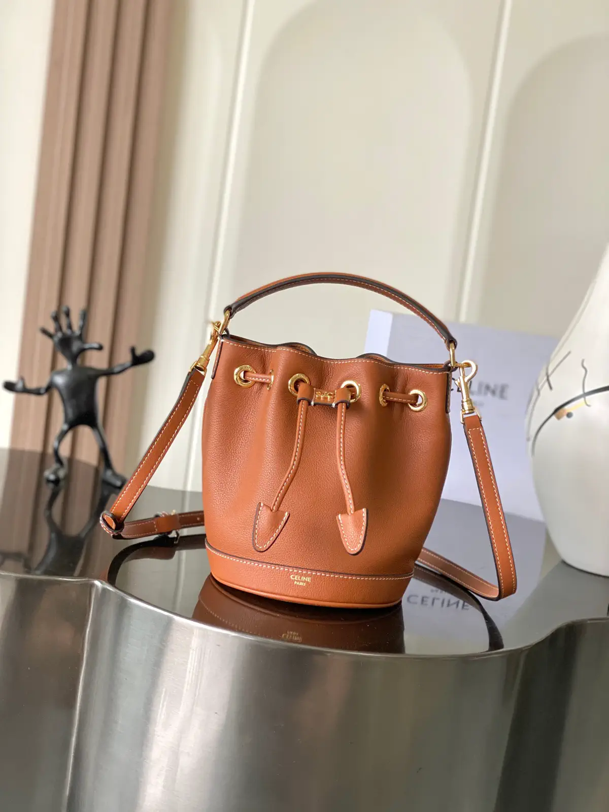 CELINE Drawstring Bucket Bag with Top Handle image 1