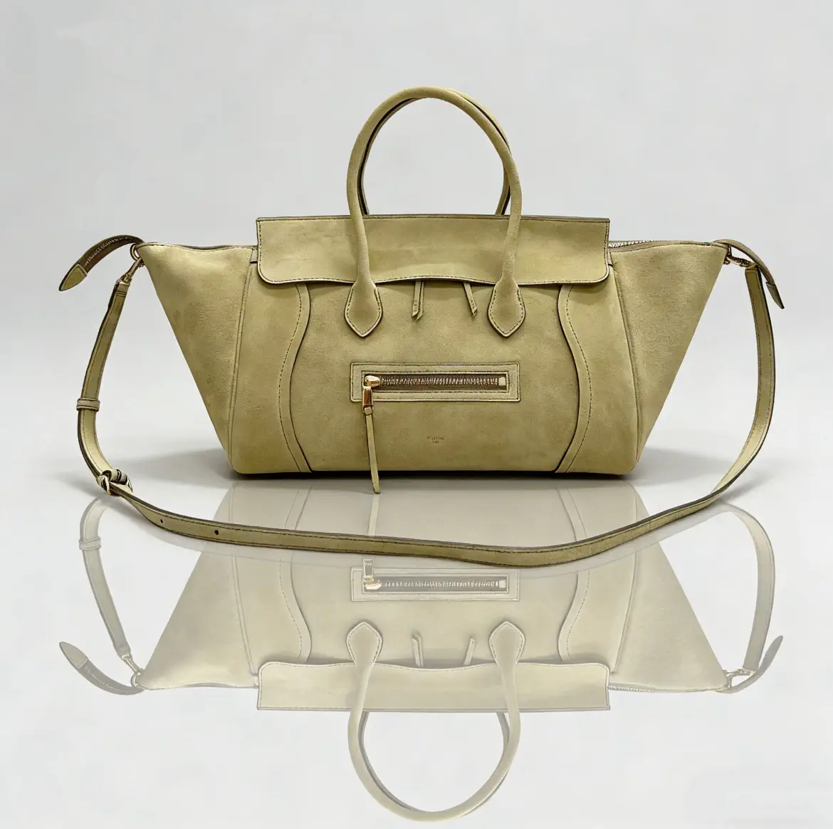 CELINE Beige Suede Top Handle Bag image 1