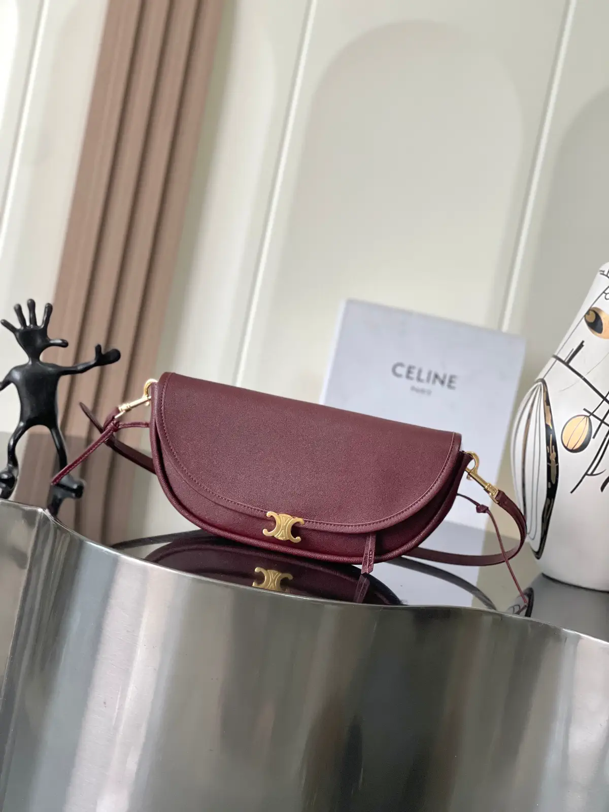 CELINE Halfmoon Small Crossbody Bag with Triomphe Gold Clasp image 1