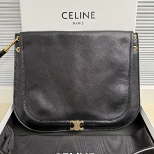 CELINE Black Soft Triomphe Besace Shoulder Bag image 1