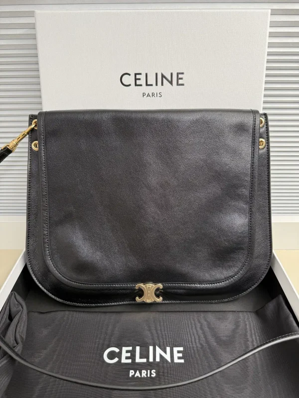 CELINE Black Soft Triomphe Besace Shoulder Bag image 1