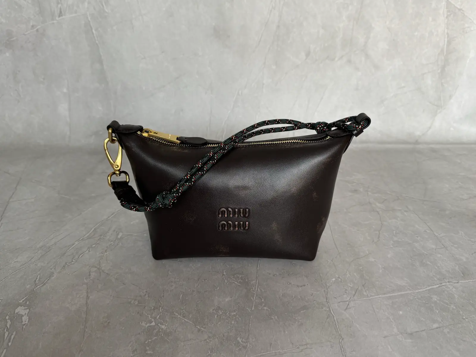 Miu Miu Vintage Distressed Leather Shoulder Bag image 1