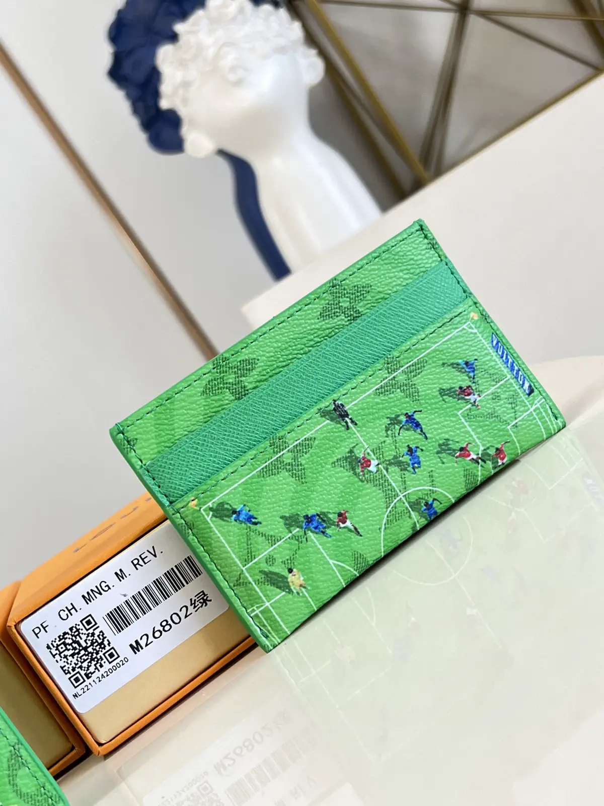 Louis Vuitton Green Soccer Print Double Card Holder image 1