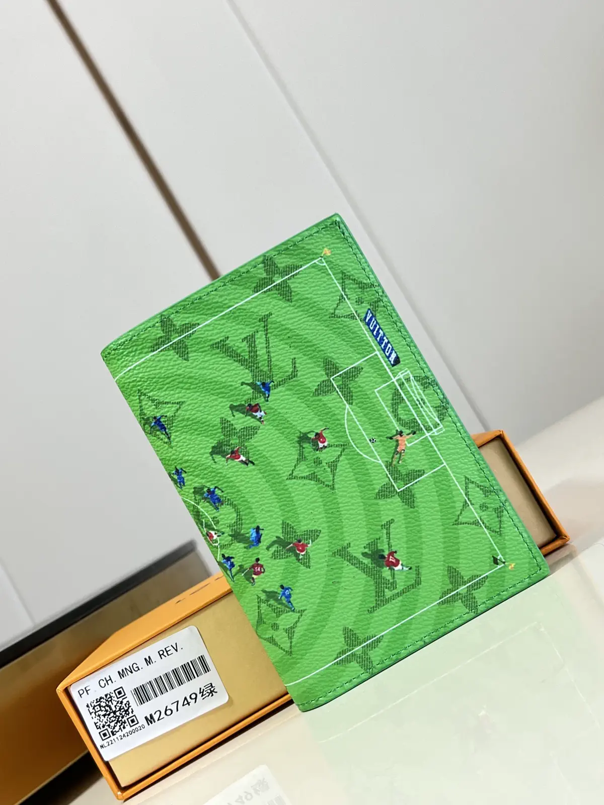 Louis Vuitton Green Soccer Field Print Passport Holder image 1