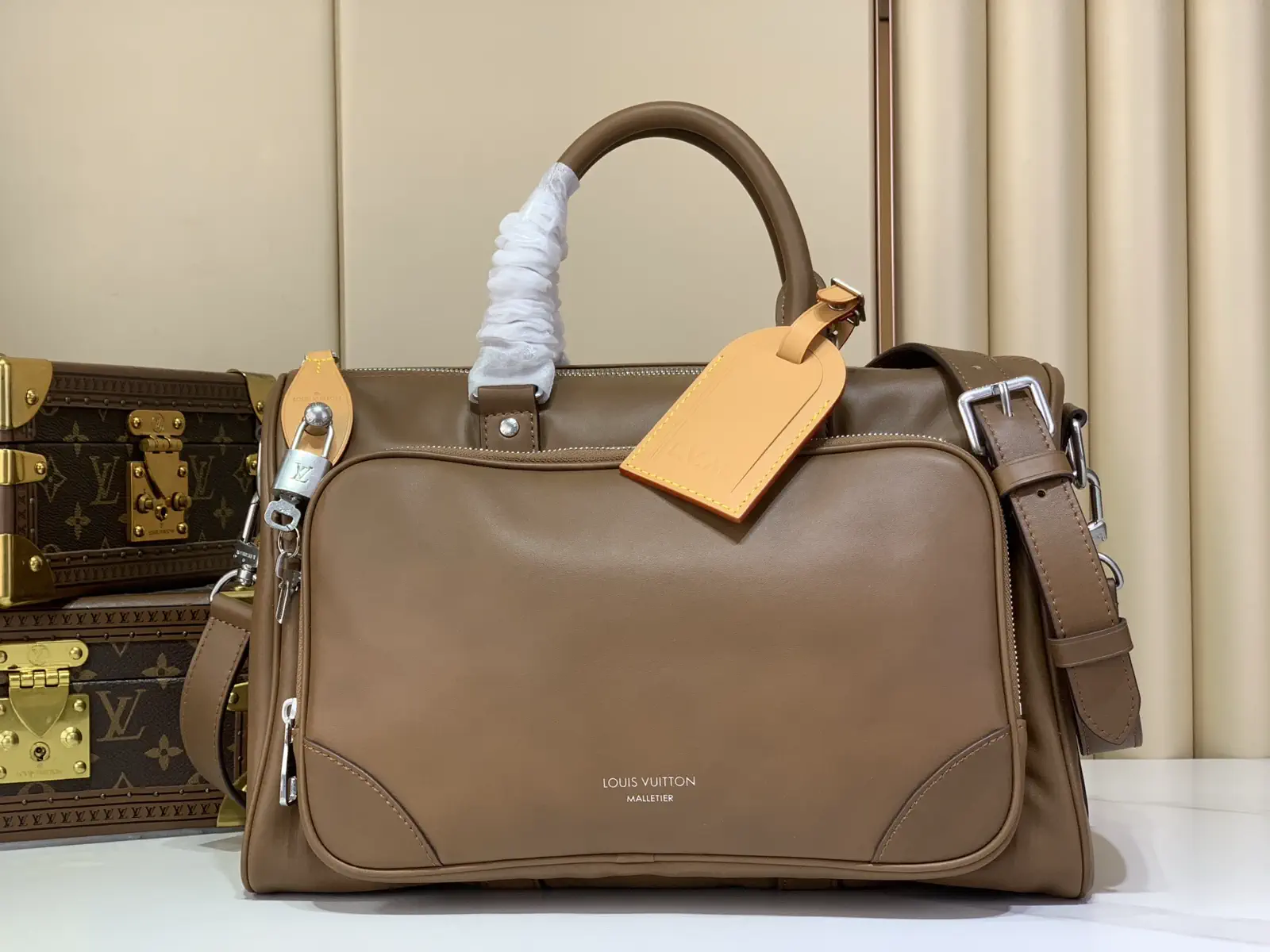 Louis Vuitton Brown Leather Keepall Cargo Bandoulière 35 Duffle Bag image 1