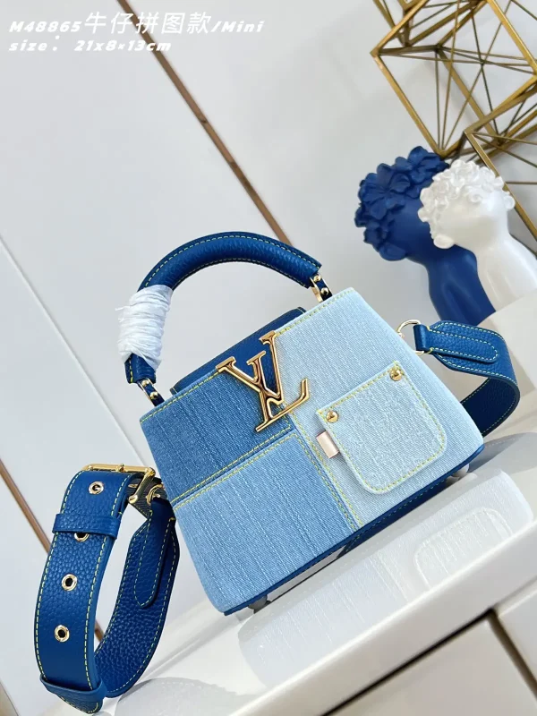Louis Vuitton Denim Patchwork Mini Capucines Top Handle Bag image 1