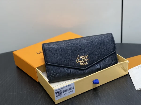 Louis Vuitton Black Embossed Leather Flap Wallet image 1