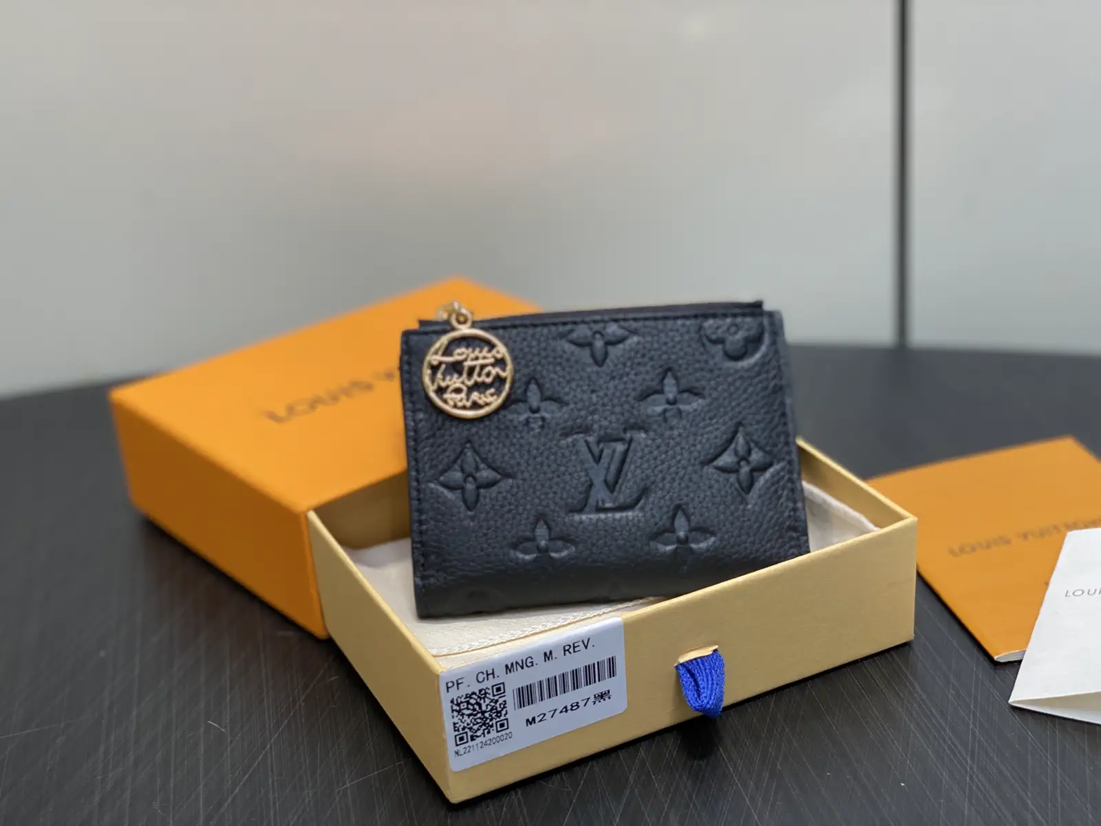 Louis Vuitton Black Embossed Monogram Leather Bifold Wallet image 1