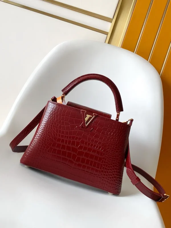 Louis Vuitton Burgundy Croc-Embossed Capucines Top Handle Bag image 1
