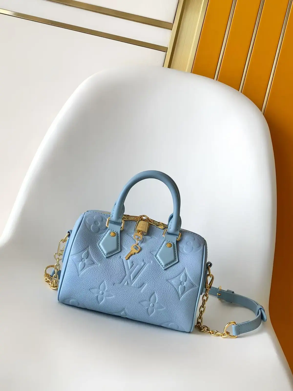 Louis Vuitton Light Blue Monogram Empreinte Speedy Bandoulière 20 Top Handle Bag image 1