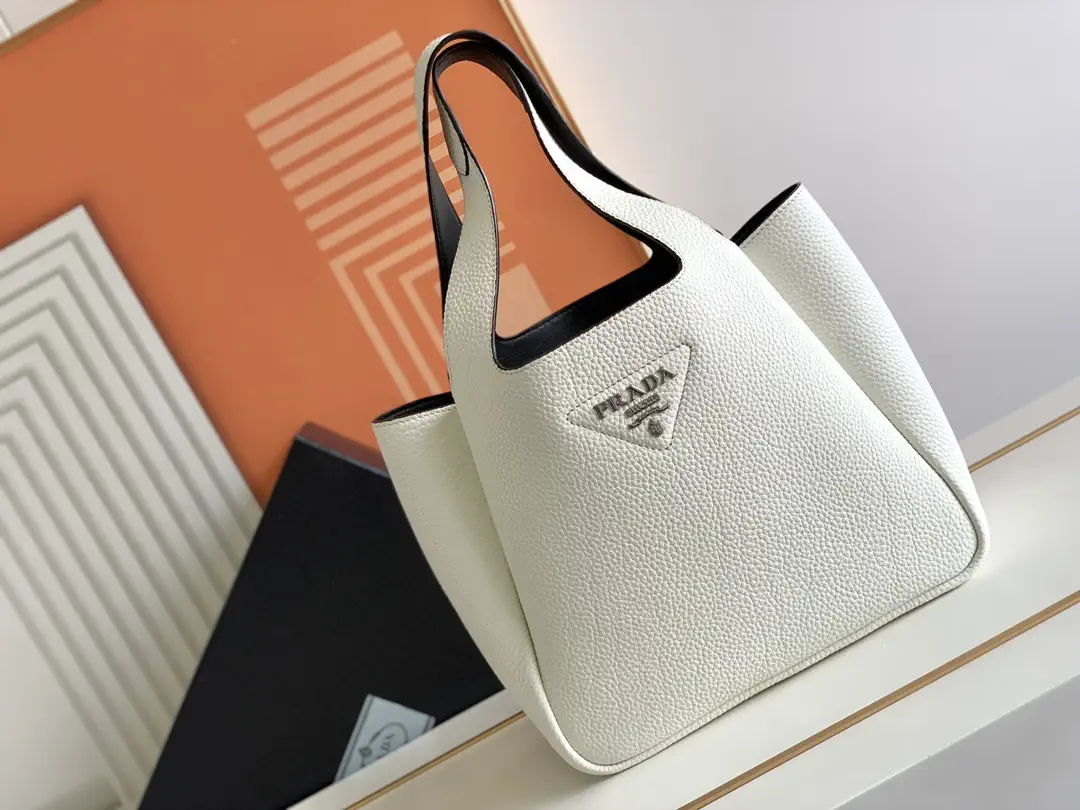 Prada White Leather Bucket Bag image 1