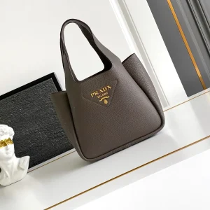 Prada Mini Leather Tote Bag with Gold-Tone Logo image 1