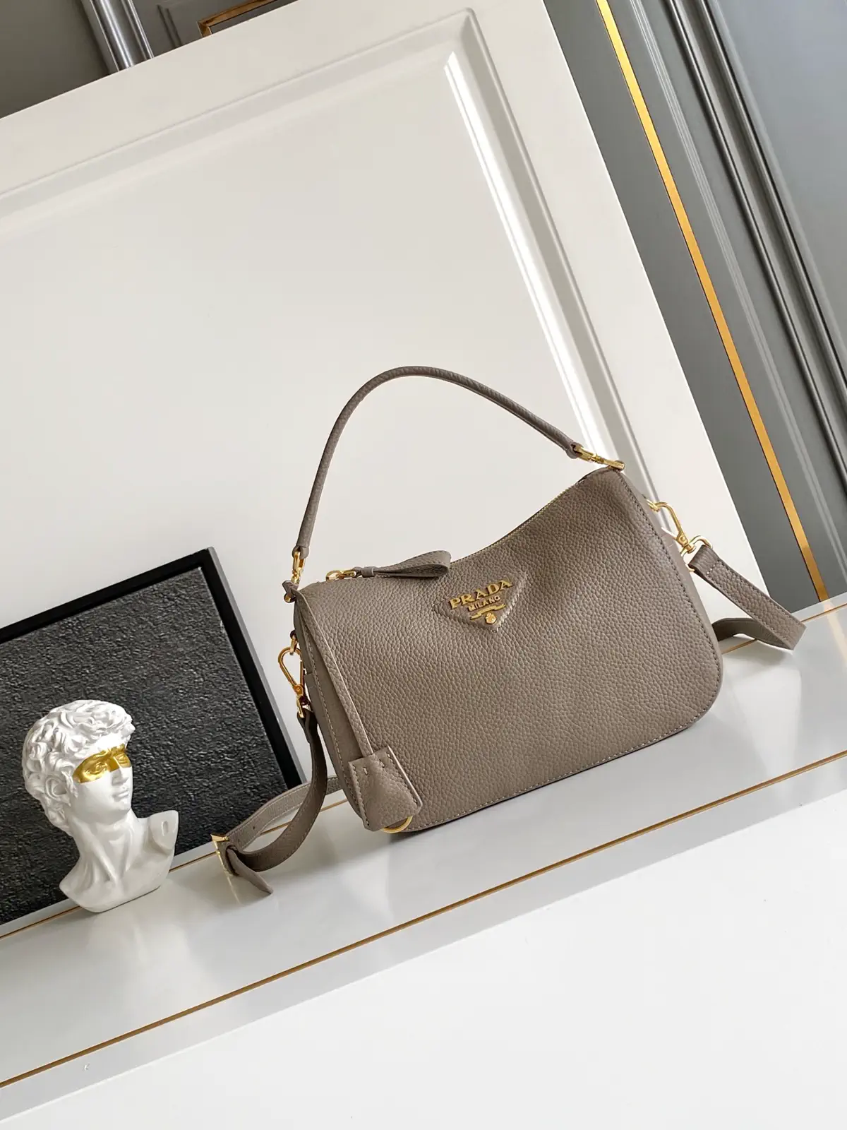 Prada Pebbled Leather Top Handle Bag image 1