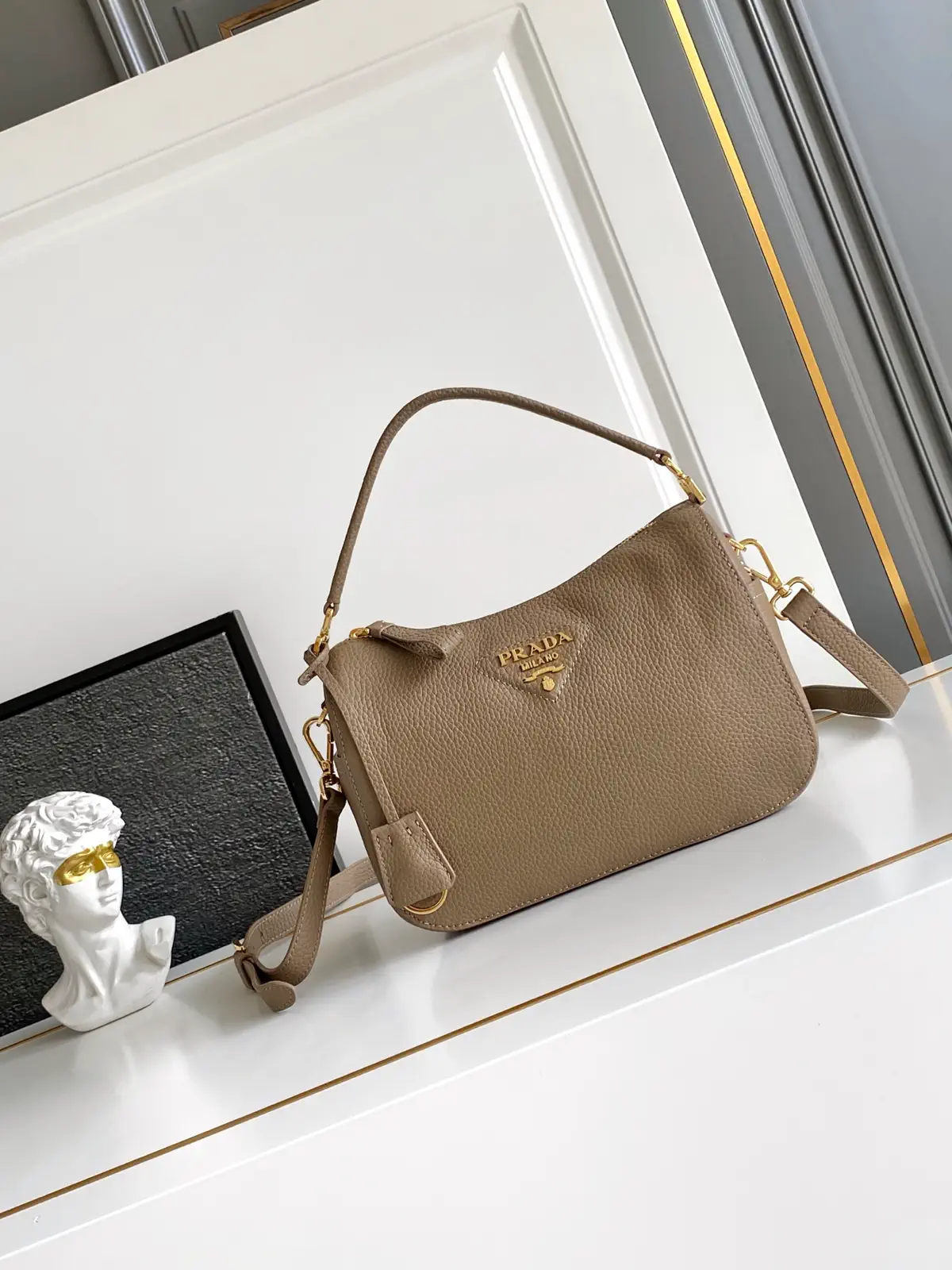 Prada Pebbled Leather Top Handle Bag image 1