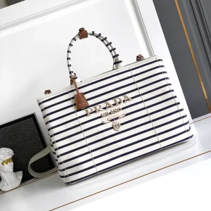 Prada Striped Canvas Tote Bag image 1
