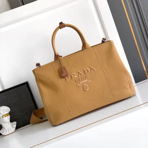 Prada Canvas Tote Bag with Leather Trim image 1