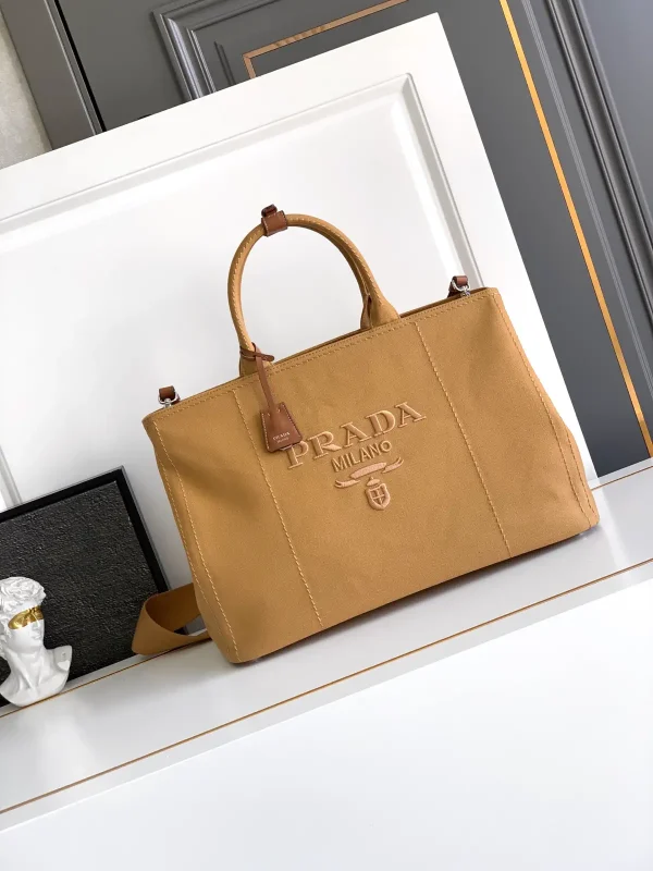 Prada Canvas Tote Bag with Leather Trim image 1