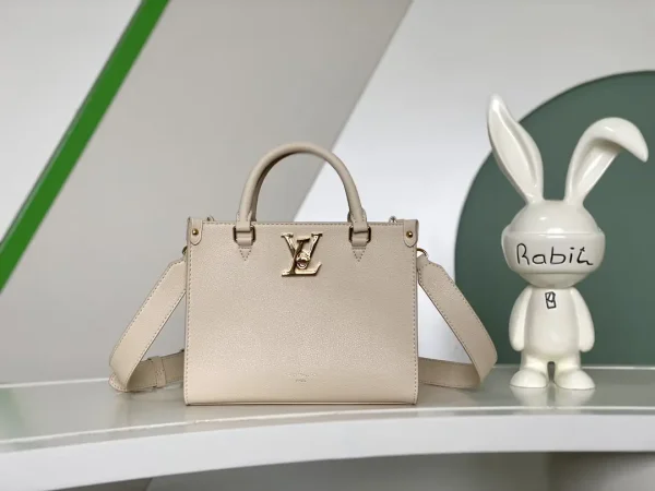 Louis Vuitton Beige Grained Leather Top Handle Bag image 1
