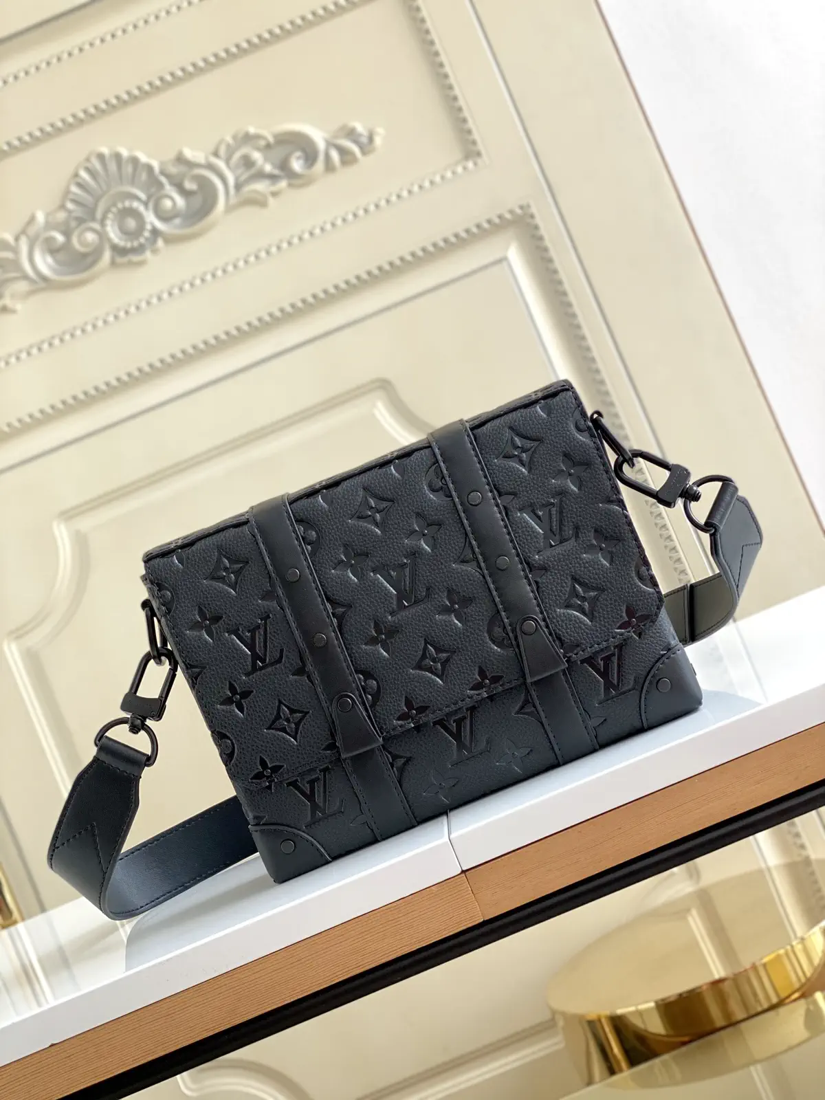 Louis Vuitton Black Monogram Embossed Trunk Crossbody Bag image 1