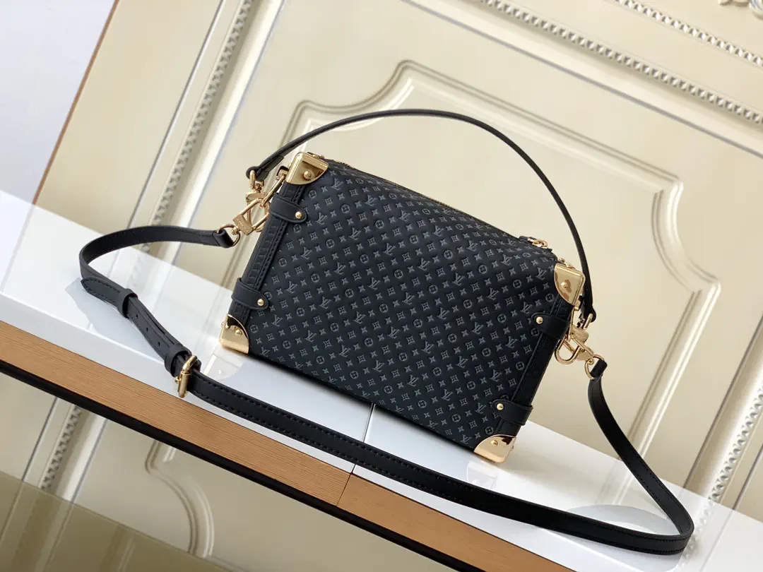 Louis Vuitton Black Monogram Embossed Side Trunk Bag image 1