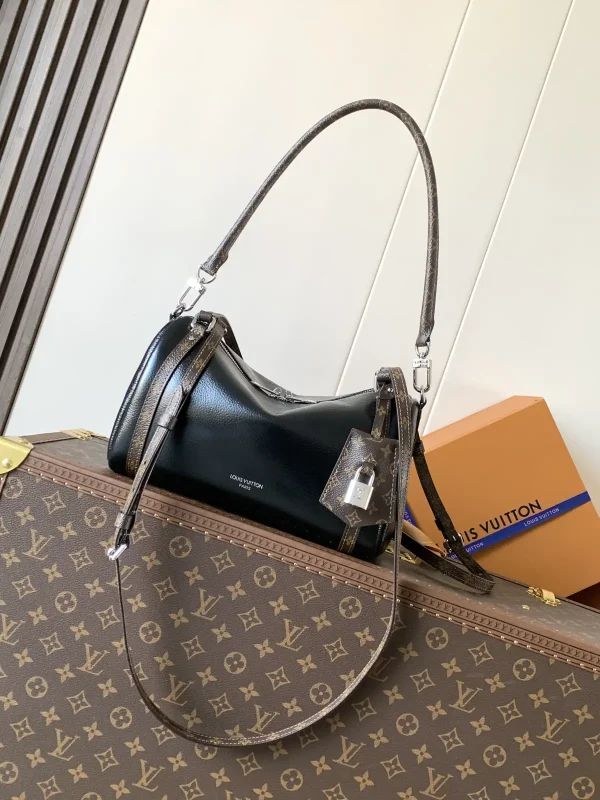 Louis Vuitton Black Leather Express Small Handbag with Monogram Trim image 1