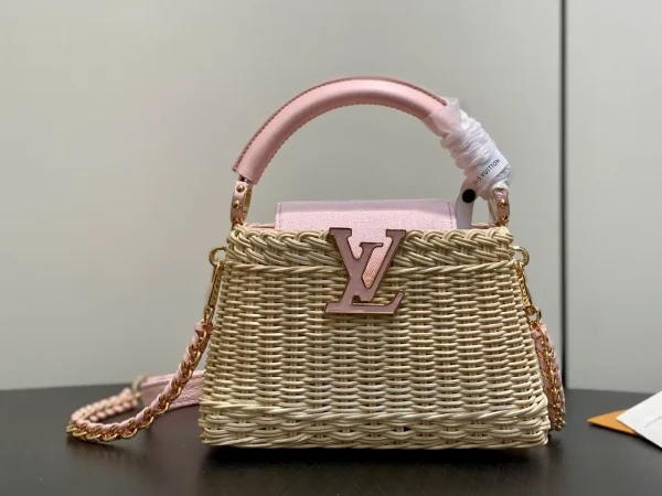 Louis Vuitton Capucines Mini Bag with Rattan and Pink Accents image 1