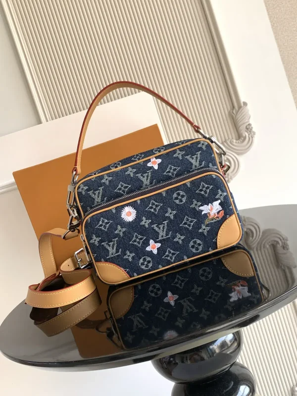 Louis Vuitton Nil Monogram Denim Crossbody Bag with Floral Embroidery image 1