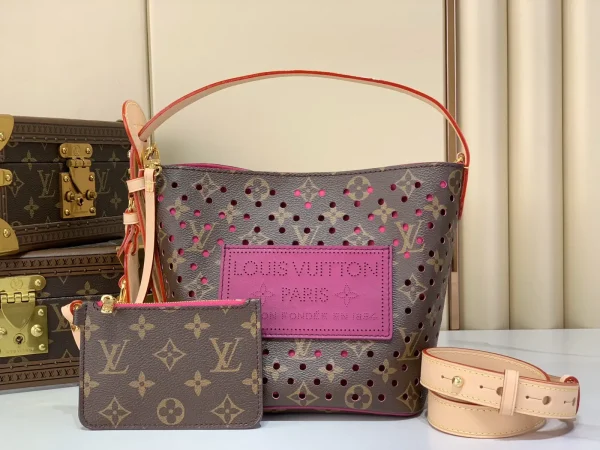 Louis Vuitton Monogram Perforated Bucket Bag with Pink Accents image 1