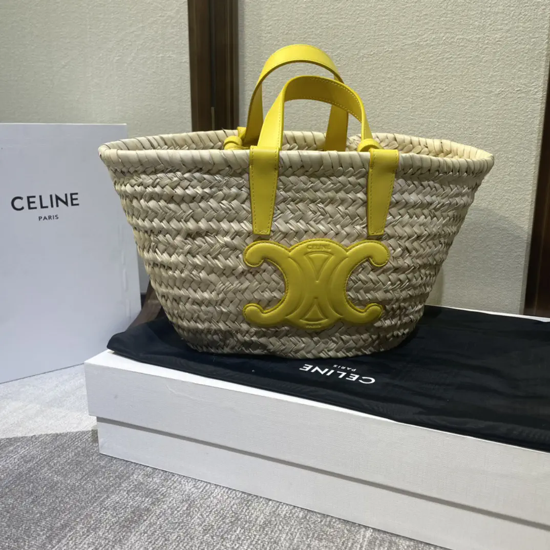 CELINE Teen Triomphe Classic Straw Basket Bag image 1