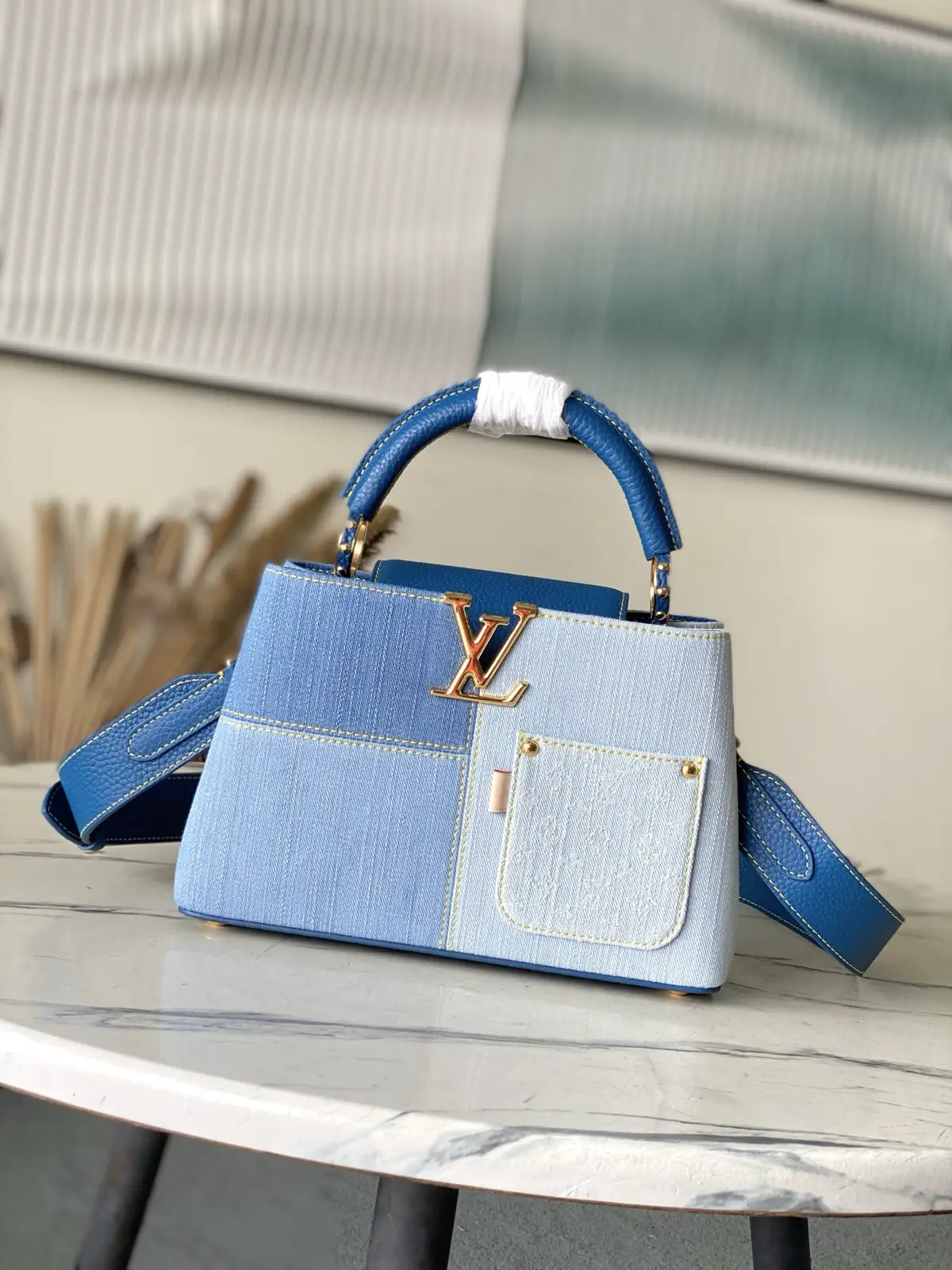Louis Vuitton Denim Patchwork Capucines BB Top Handle Bag image 1