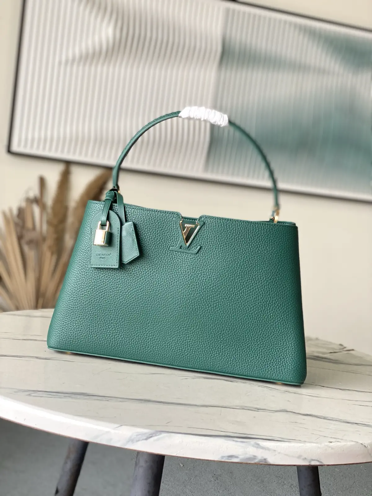 Louis Vuitton Green Taurillon Leather Capucines Top Handle Bag image 1