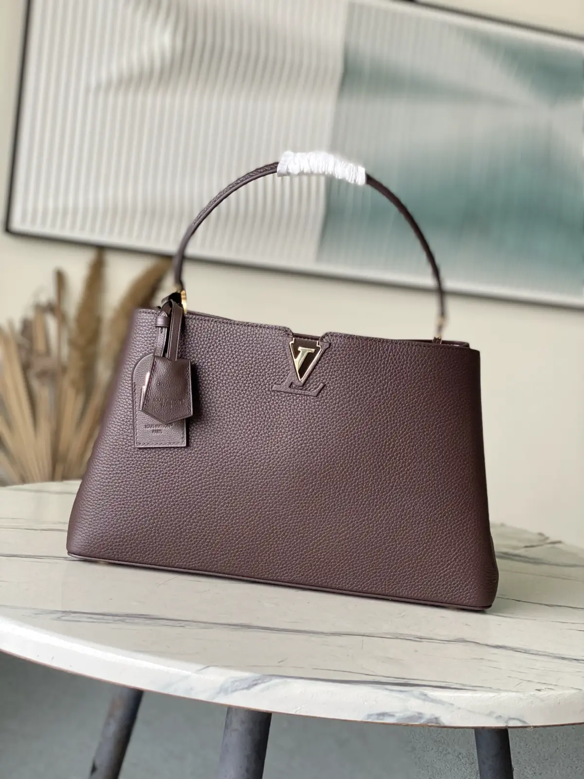Louis Vuitton Chocolate Brown Taurillon Leather Capucines Top Handle Bag image 1