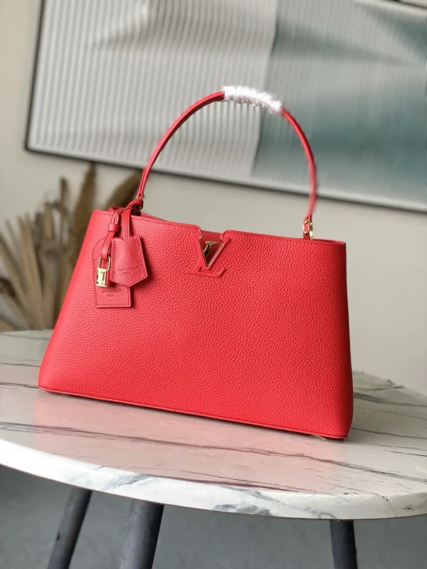Louis Vuitton Red Taurillon Leather Capucines Top Handle Bag image 1